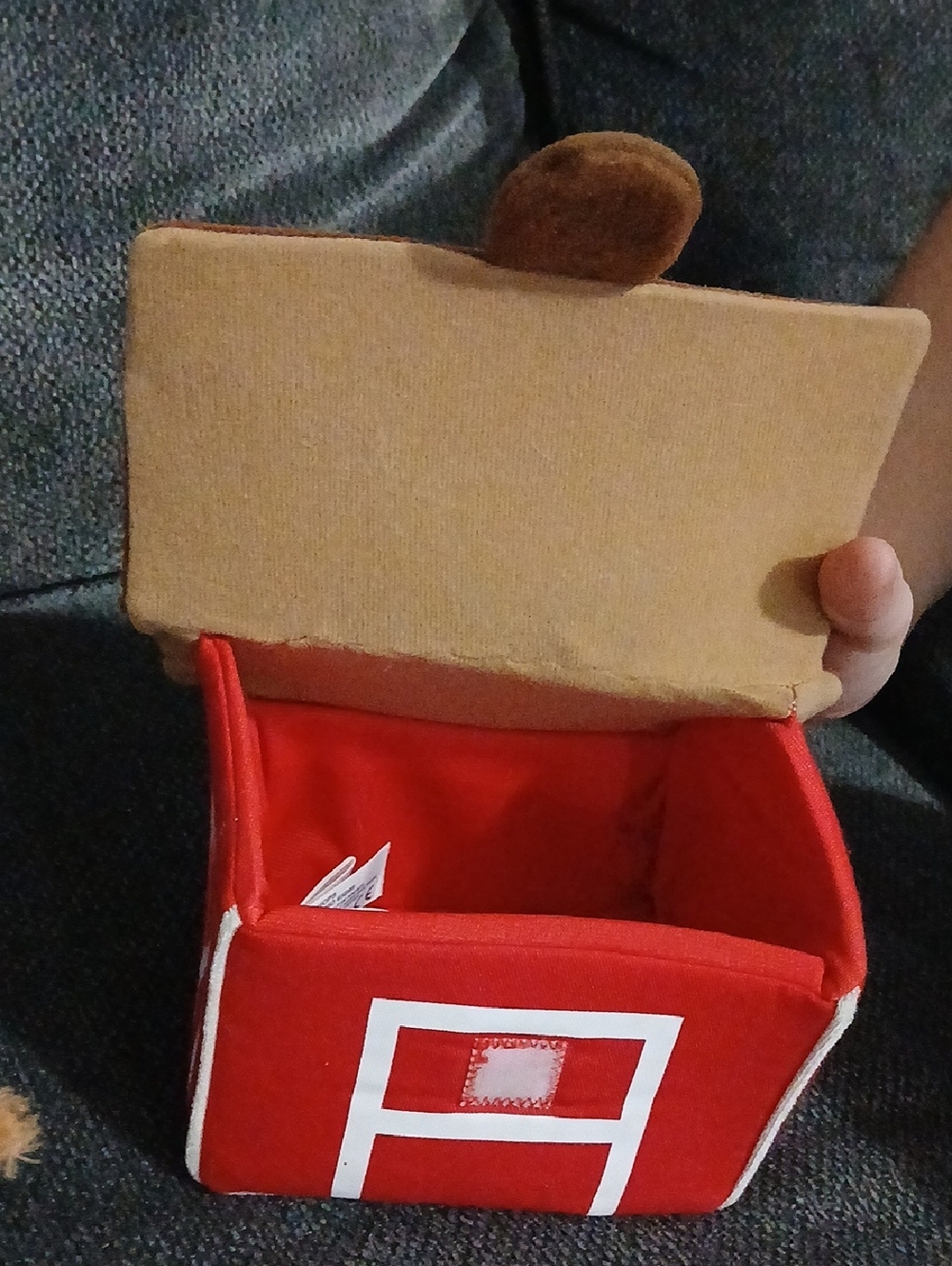Red Fabric  Barn Yard Baby Books And Chicken